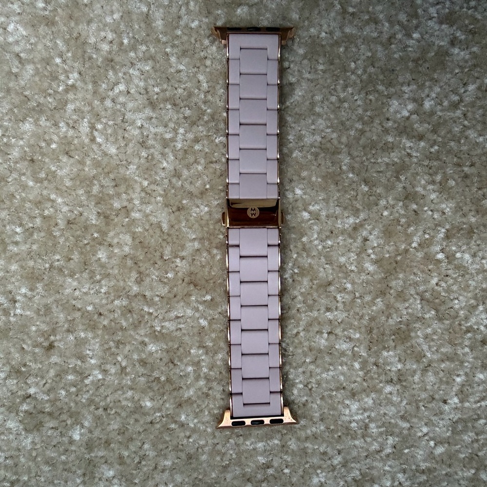 Michele Apple Watch Rose-goldtone Stainless Steel and Silicone Bracelet Strap